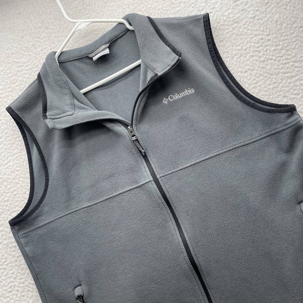 Columbia Fuller Ridge Vest Mens XL Gray Full Zip Fleece Polartec Outdoors Hiking
